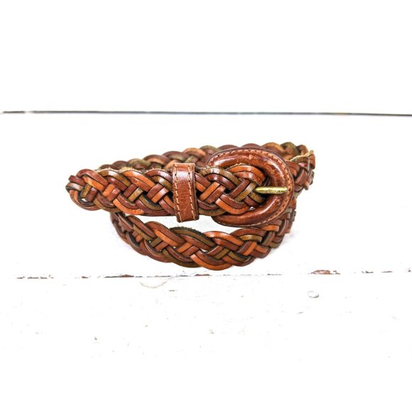 Vintage Brooks Brothers brown braided leather belt